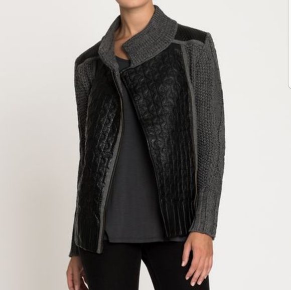 SOLD NIC+ZOE LEATHER AND KNIT MOTO JACKET XS $398 - Picture 2 of 8